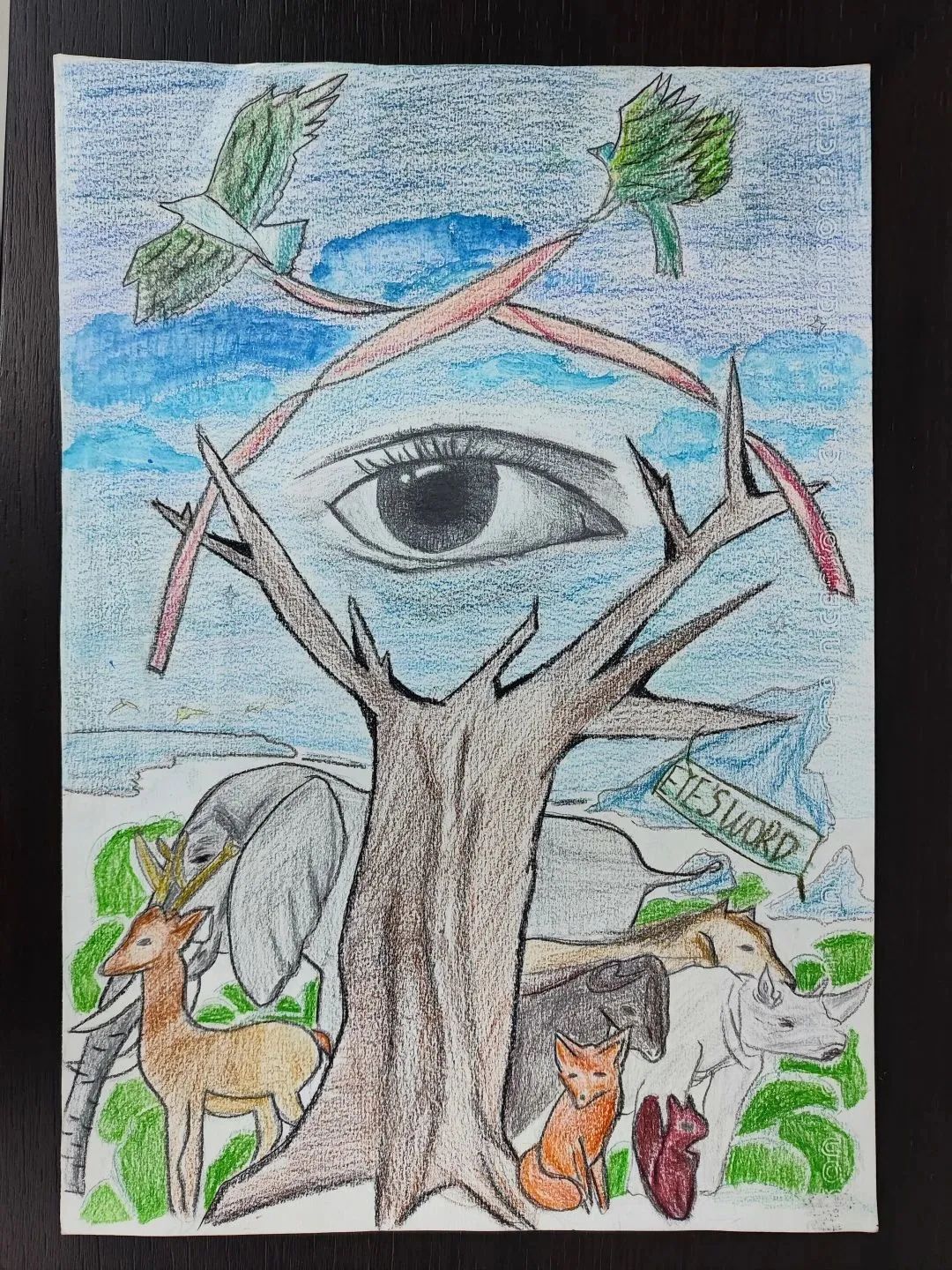 健康护眼守护光明绘画,健康守护石