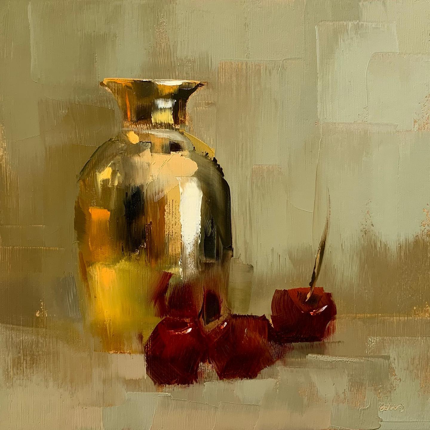 大色块静物油画,油画静物花卉色块