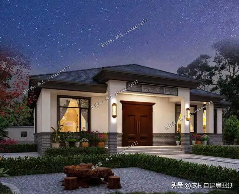 农村自建平房一层平层,一层农村平房户型设计效果图