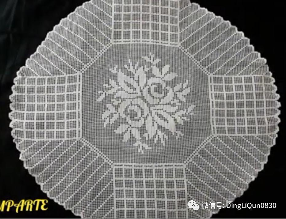 针织钩花小桌布,毛线编织钩花桌布图案