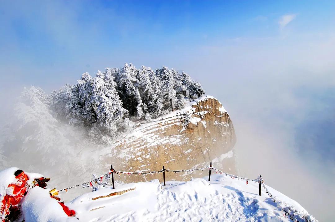 华山雪景全景视频,中国看雪景最美的山