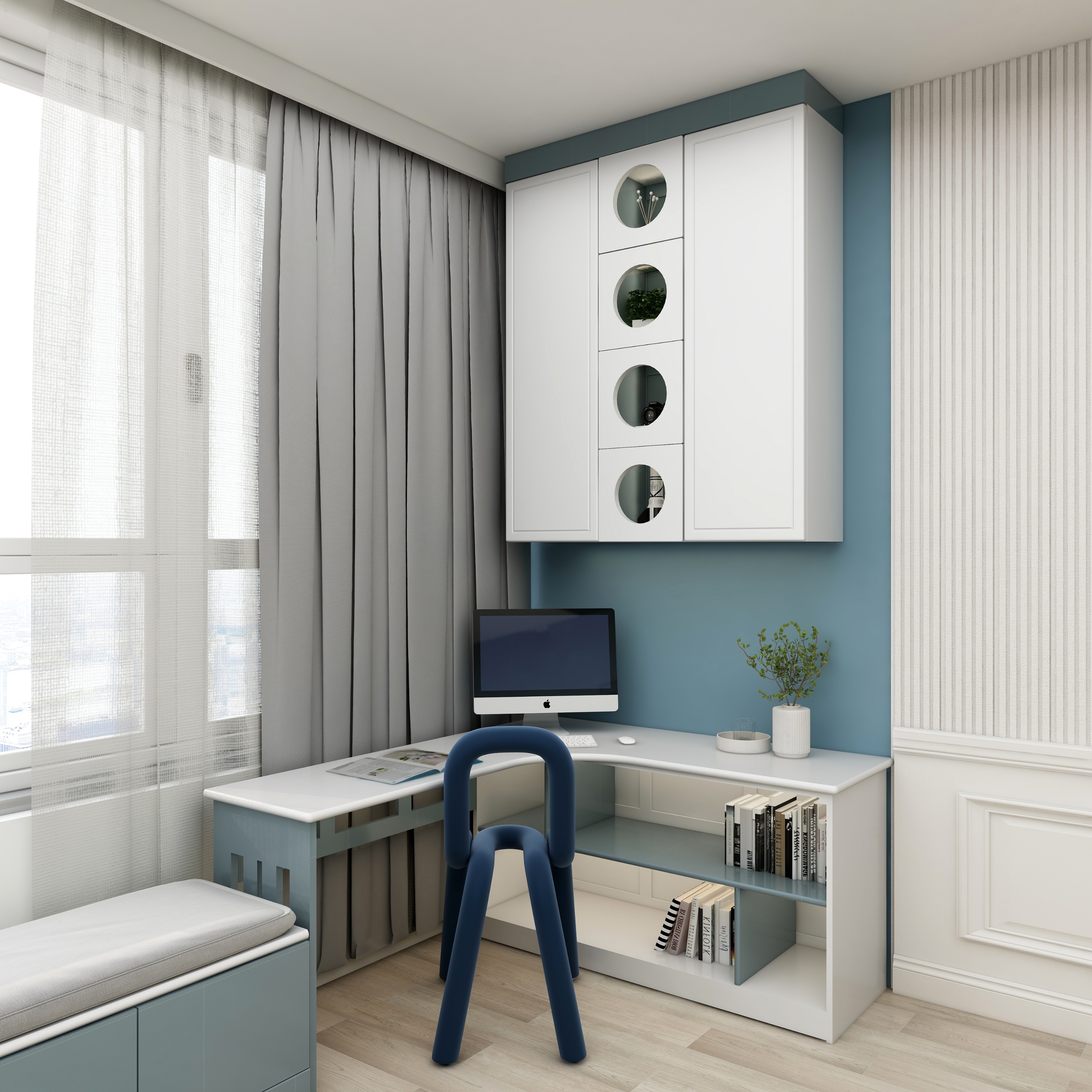 儿童房书柜装修效果图简欧风格,崇川区简欧风格儿童房效果图