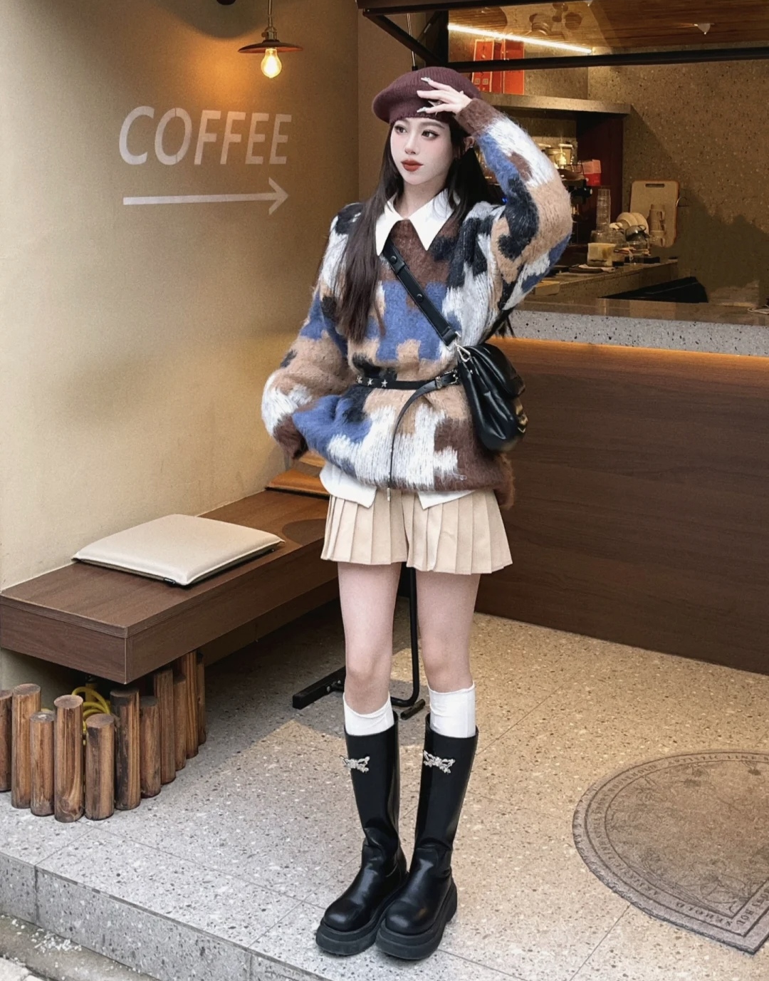 毛衣半身裙穿搭冬季图片,毛衣半身裙穿搭秋冬中长款维语版