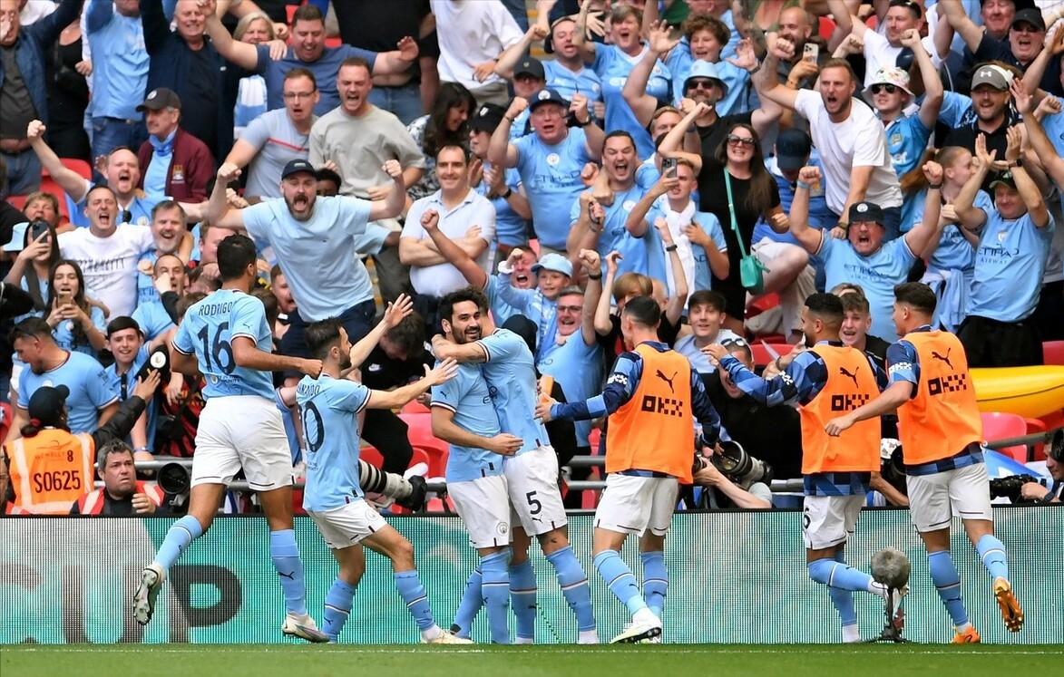 足总杯曼城曼联京多安,曼城三冠王曼联