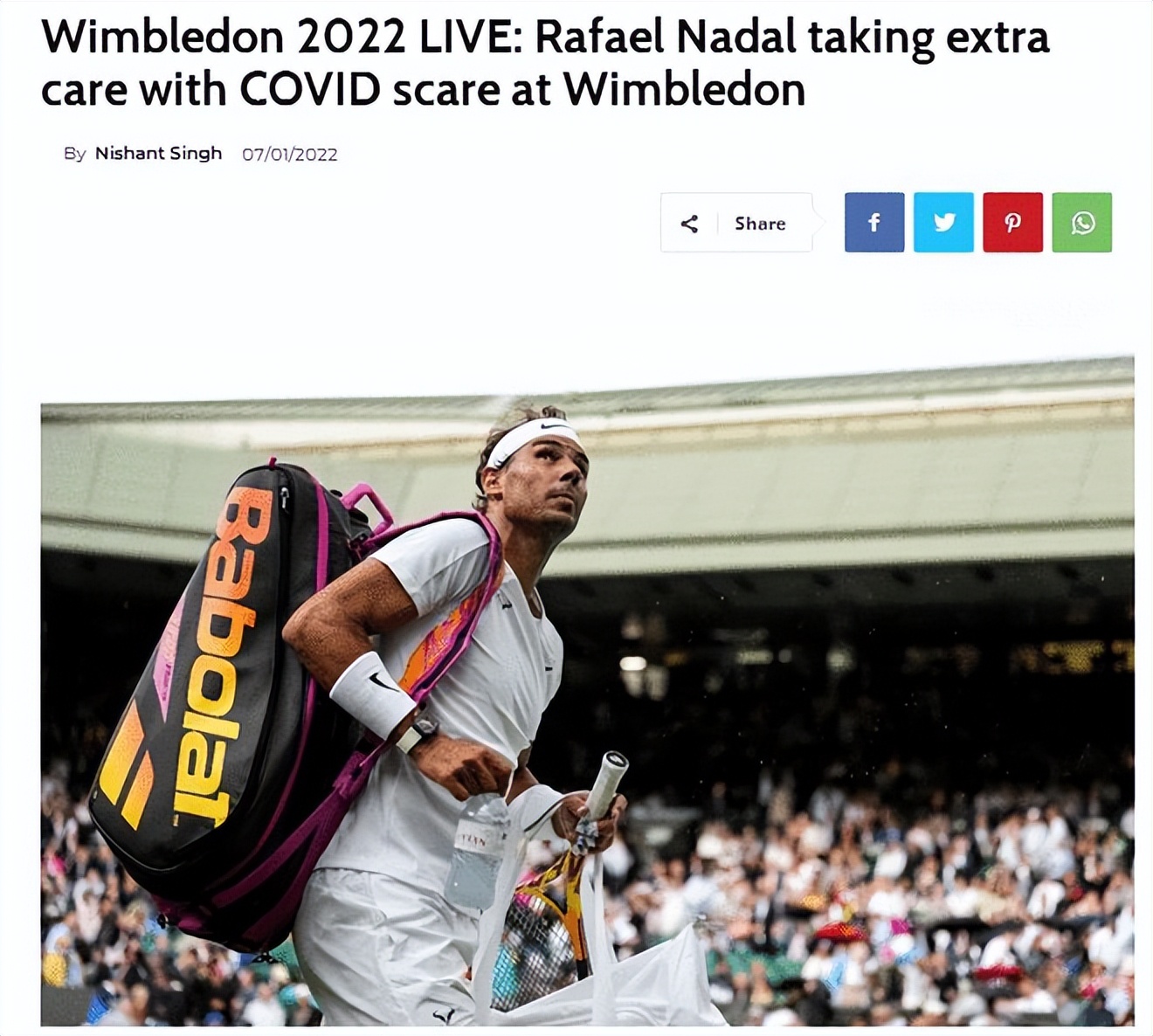 两巨头谈温网防疫纳达尔：不敢出门但早晚要开放德约：不担心感染