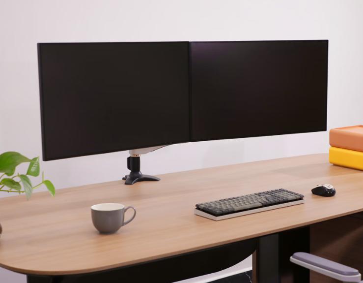 显示器支架显示器紧贴桌面,显示器安装到显示器支架步骤