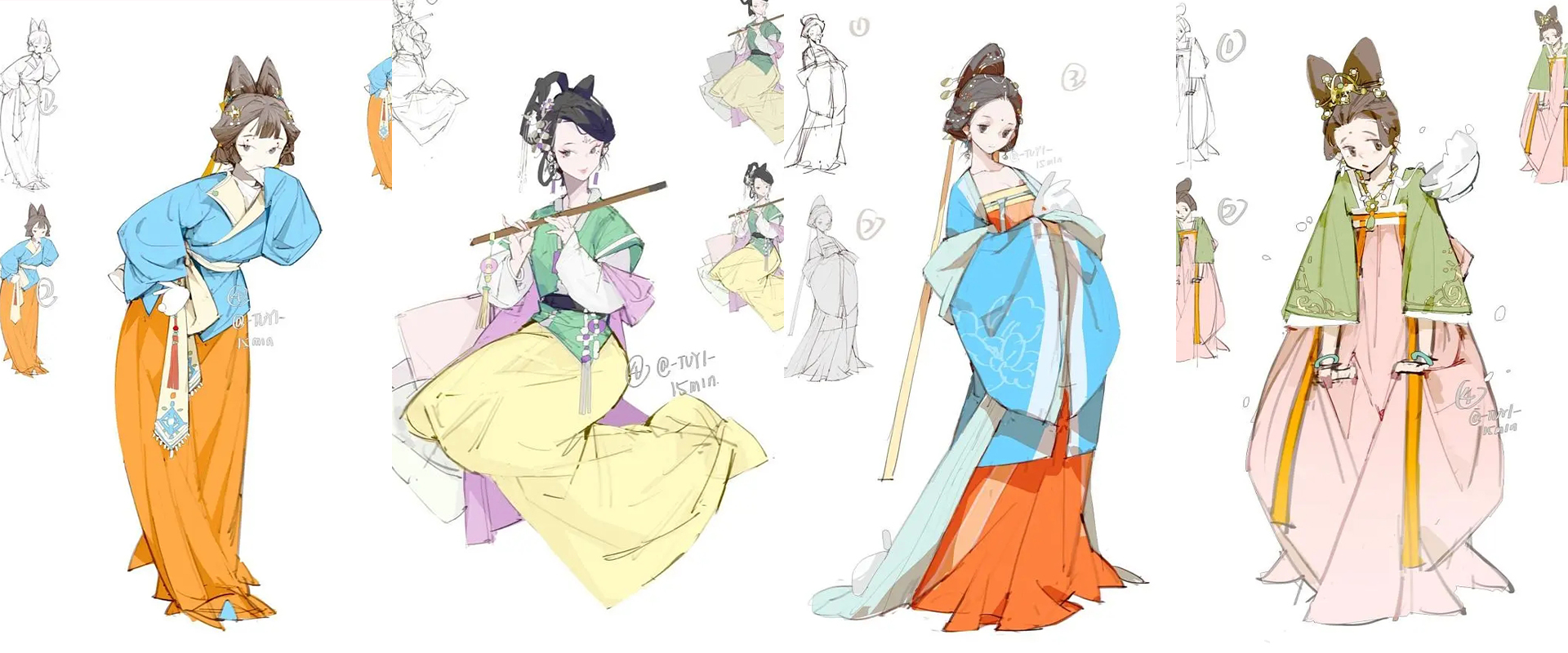 二次元服装绘画,二次元少女绘画教程动漫可爱