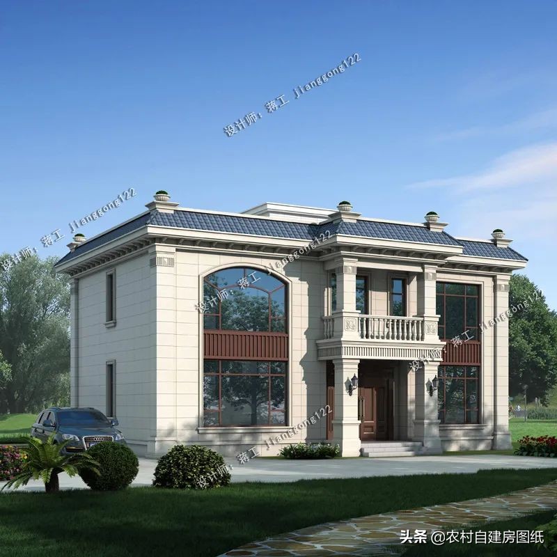 一层斜坡屋顶别墅外观效果图,新中式屋顶自建别墅造型