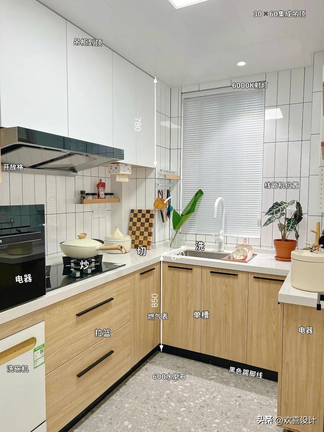 高颜值的厨房瓷砖铺设方案,30公分厨房装修效果图