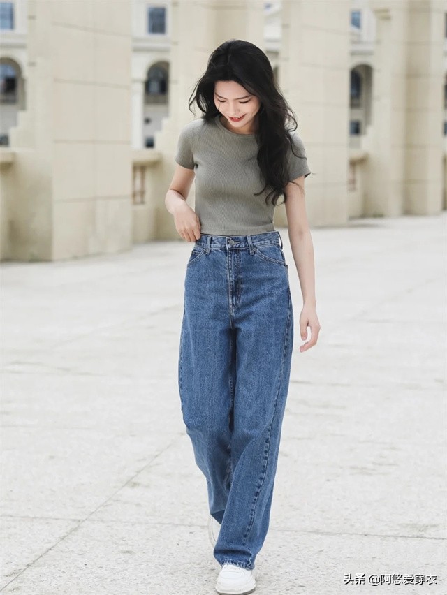 158微胖女生穿阔腿裤怎么搭配上衣,矮个子穿阔腿裤的最佳搭配