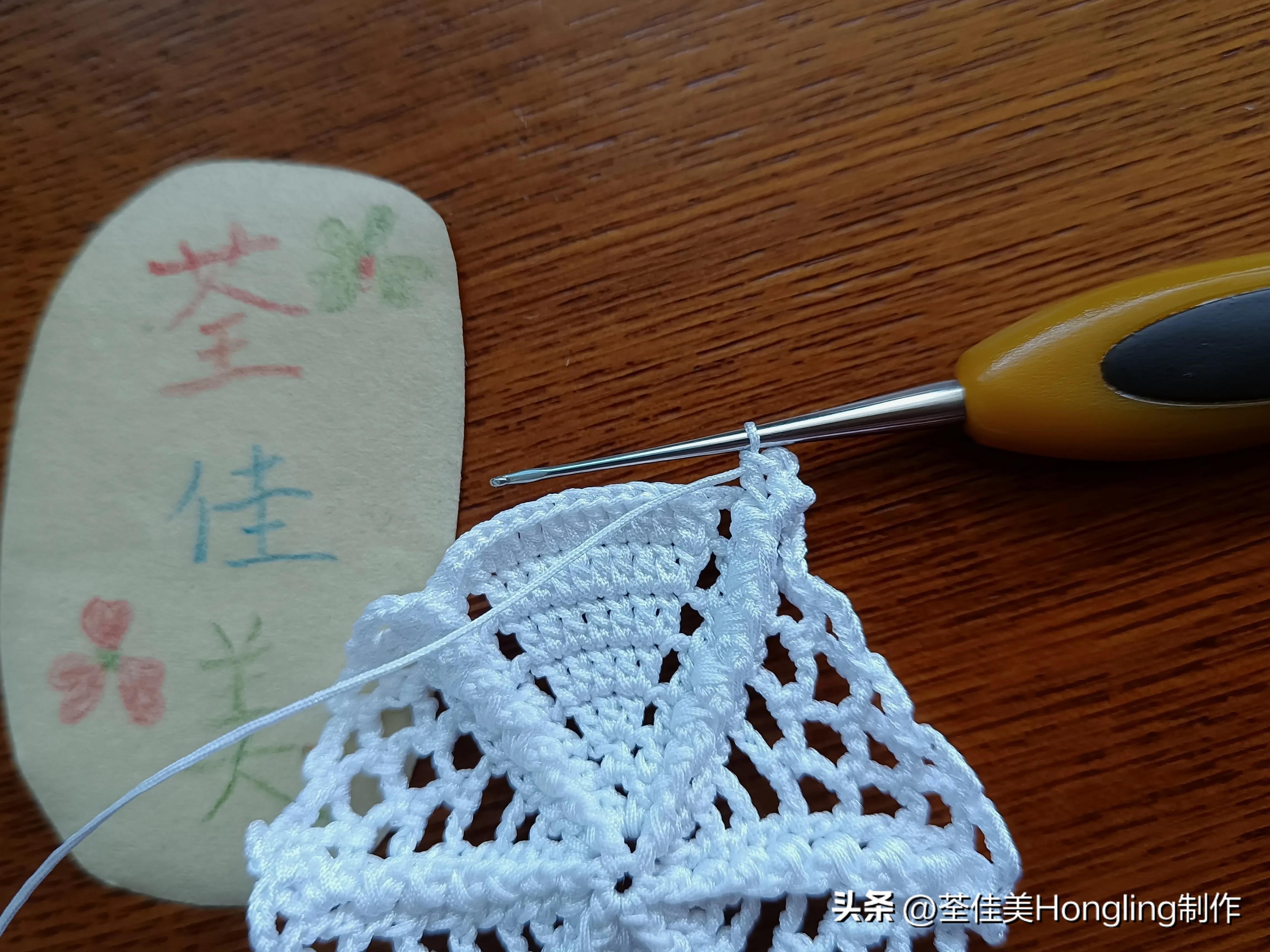 钩针钩织网格花样视频教程,钩针钩织菱形网格花样视频教程