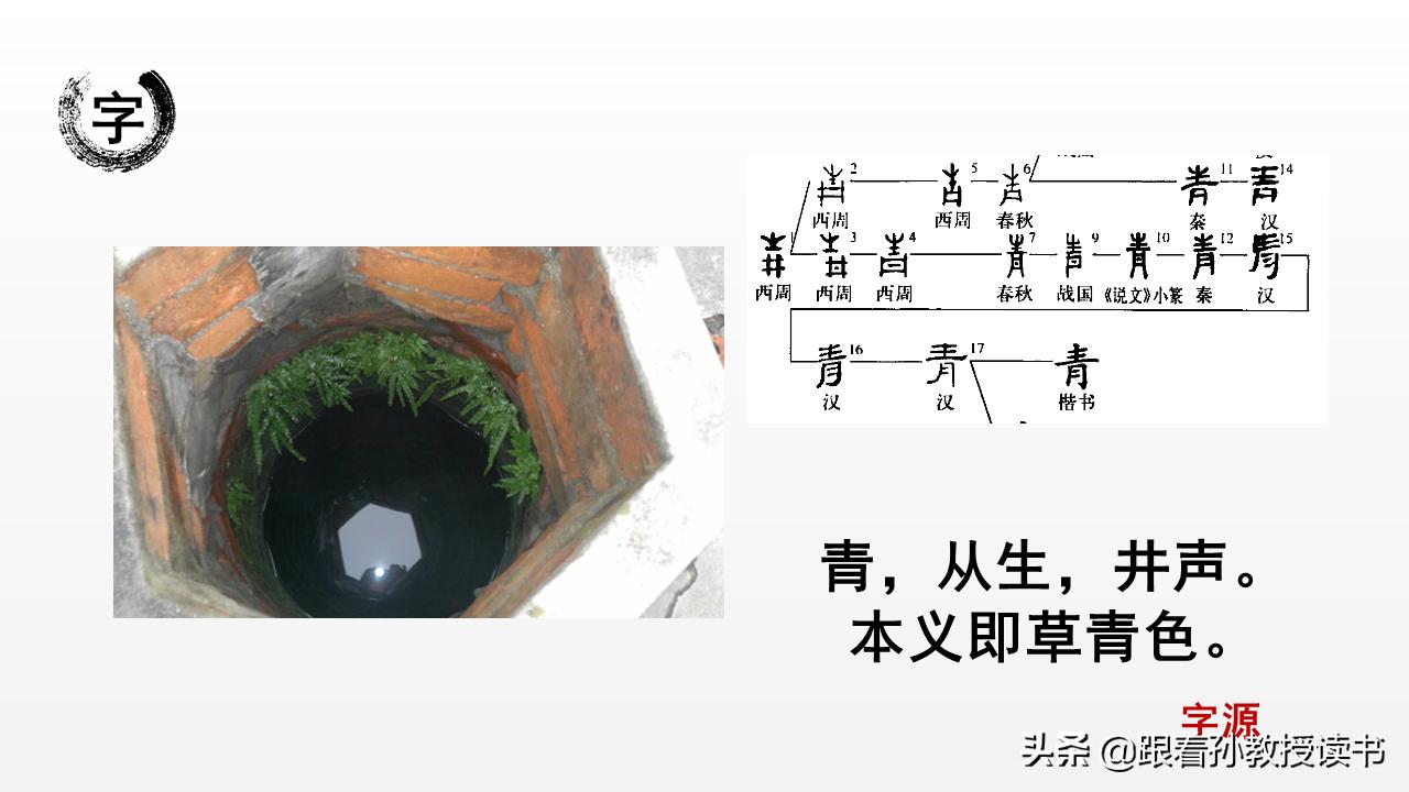 《国民国语》15.1字源：草色“青”