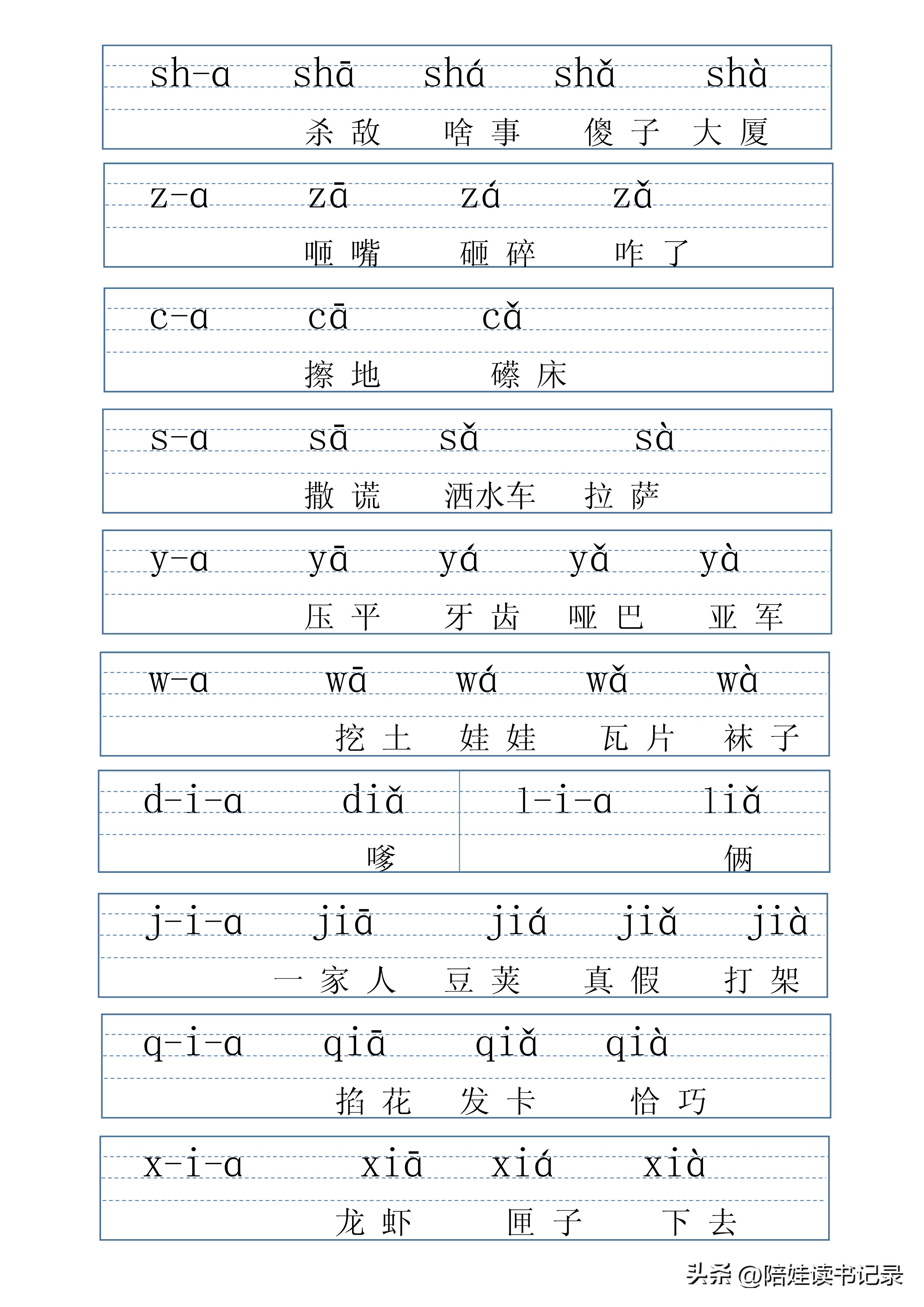 拼音字母表可打印标准版,最全拼音拼读表打印版