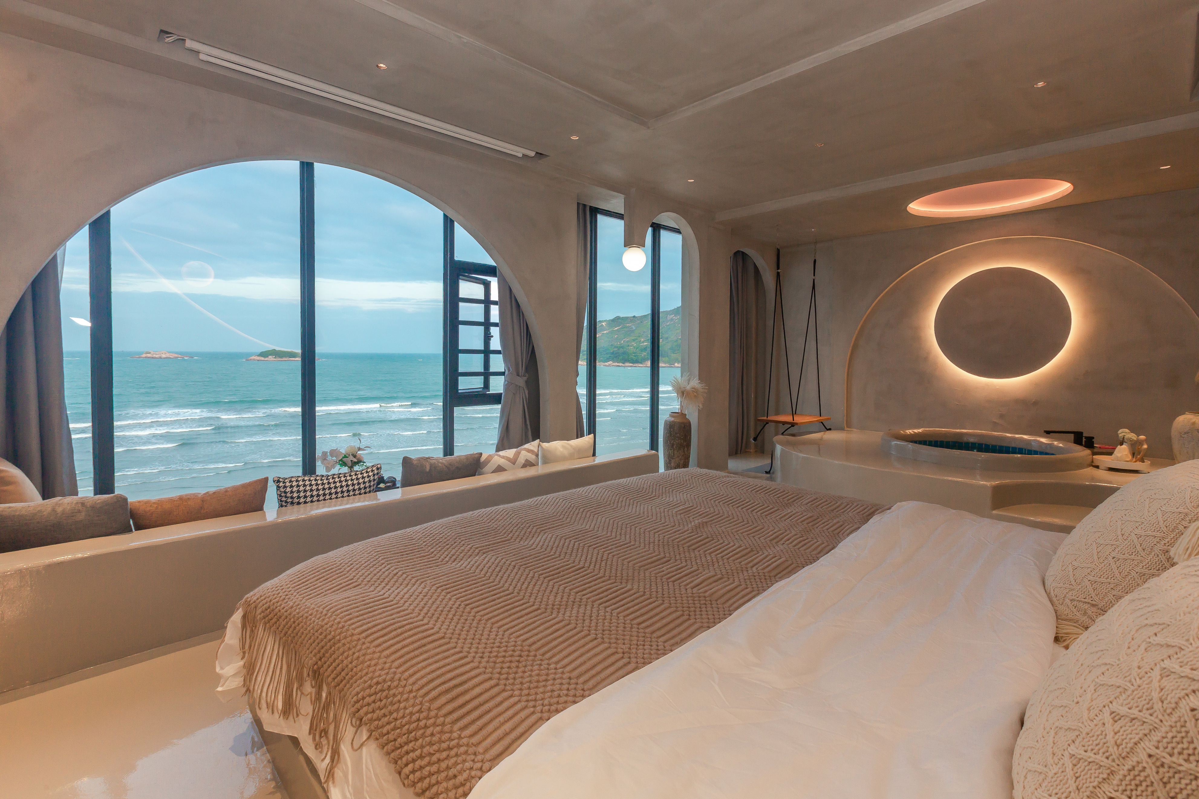 双月湾带私家泡池的温泉酒店,双月湾海景带泡池客栈推荐