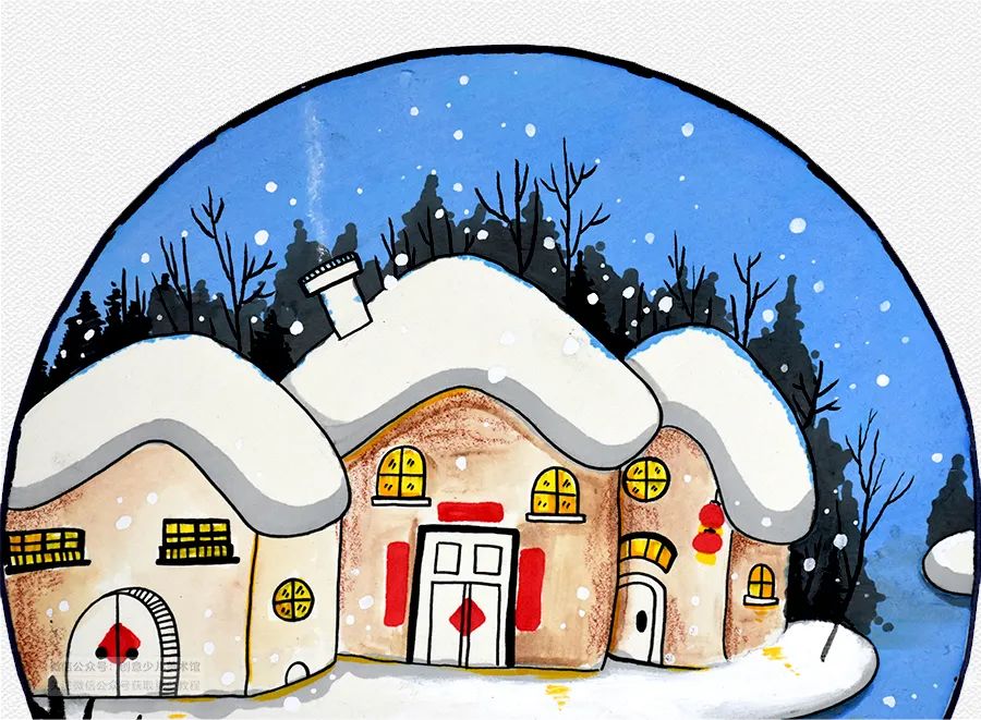 小鸭走在雪地上儿童画,儿童画雪景画法步骤