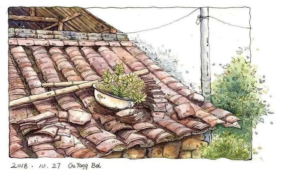 95后女孩画山水画,95后女大学生画山水课堂