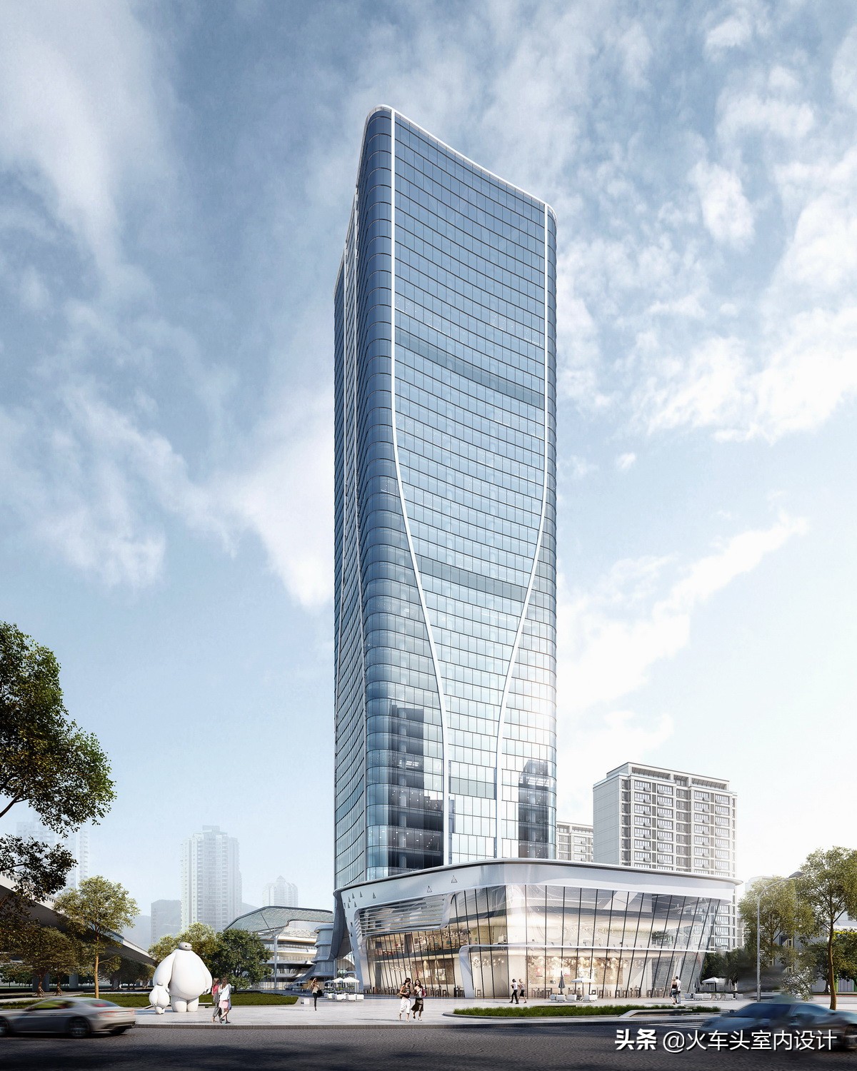 一万平方米写字楼外立面改造价格,玻璃幕墙外立面10层写字楼效果图