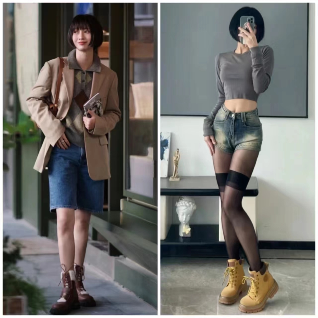 马丁靴的正确搭配图秋冬,穿长腿马丁靴配什么裤子好看