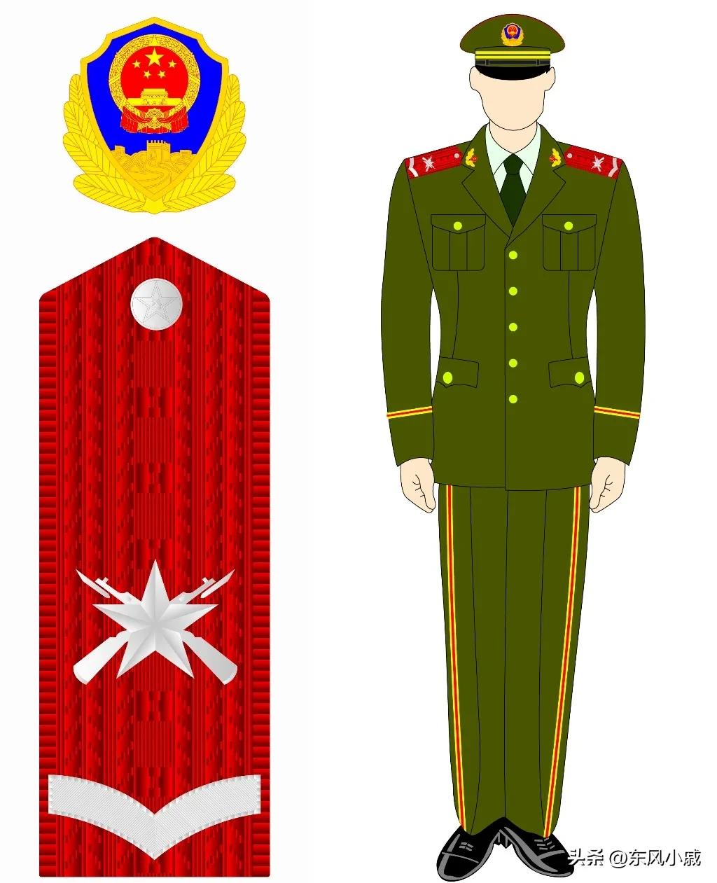 99式*警武**部队警衔，颜值最在线的一套军衔和军服