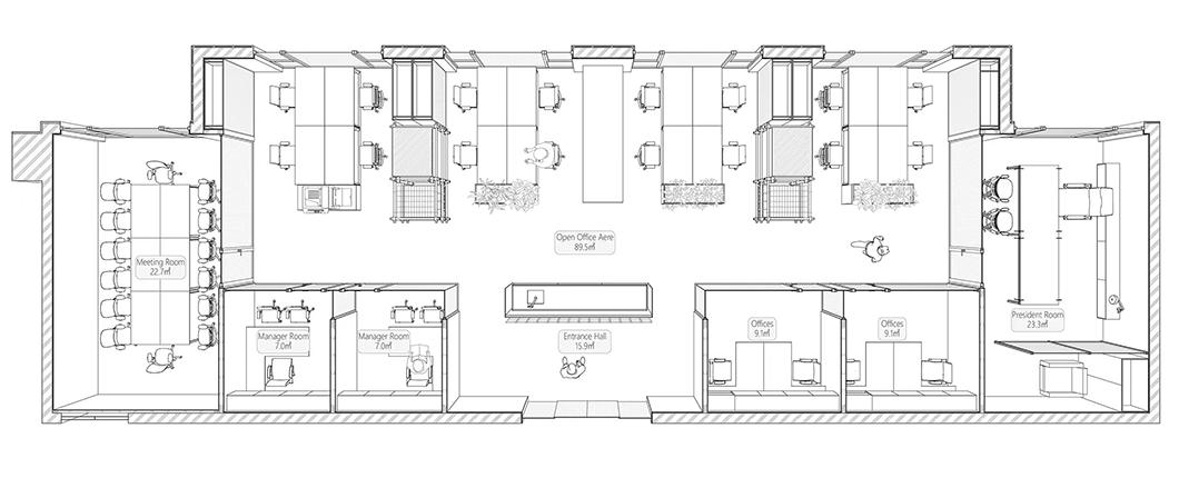 极简工业风办公室设计,200-300平米办公室工业风设计