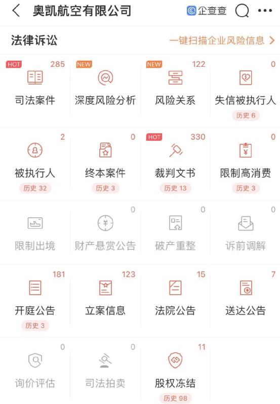 奥凯航空：8.46亿元股权被冻结