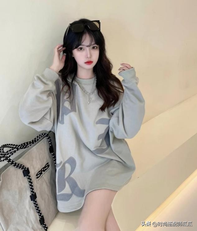 显腿长又不露腿的卫衣穿搭,卫衣长款显瘦搭配打底裤高档炸街