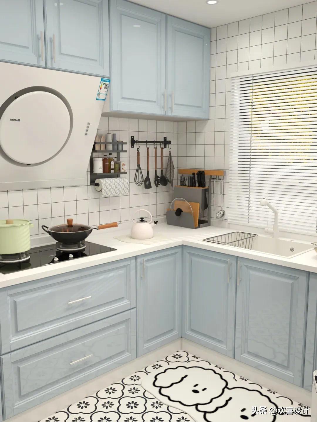 高颜值的厨房瓷砖铺设方案,30公分厨房装修效果图