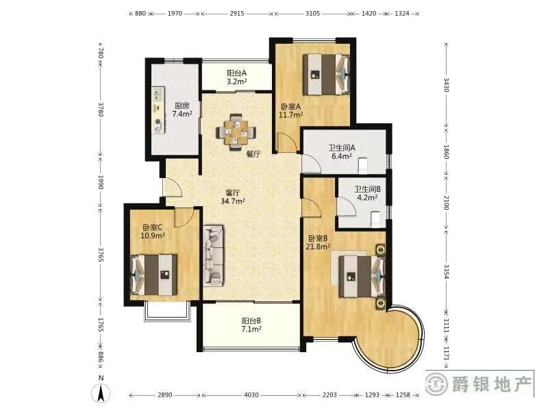 锦绣华城十二街区中心位置三房！135平1200万！地铁零距离