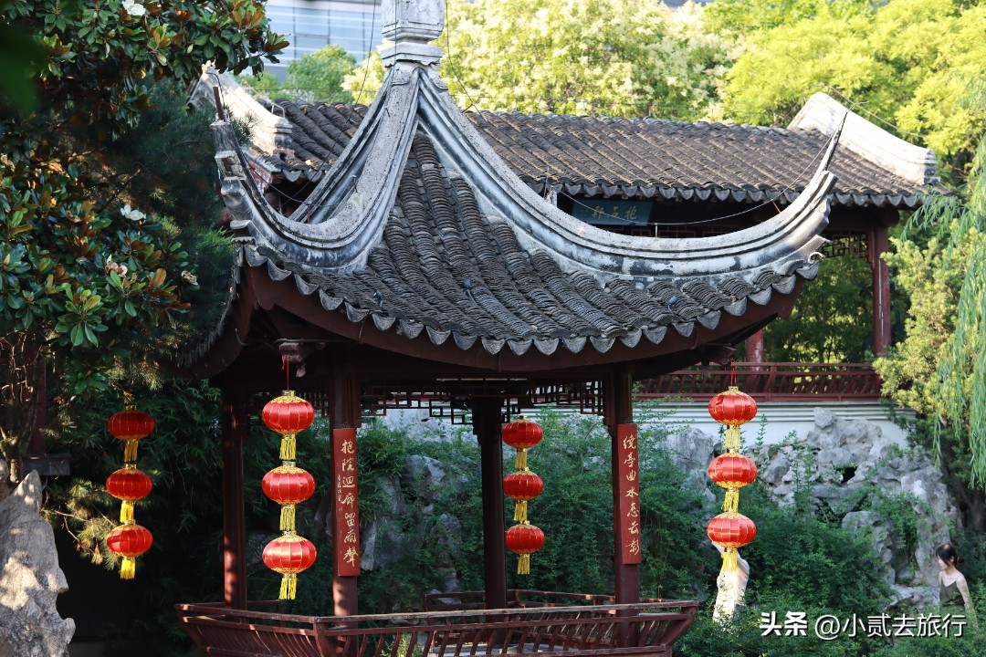 南京瞻园汉服摄影,南京瞻园园林山水布局