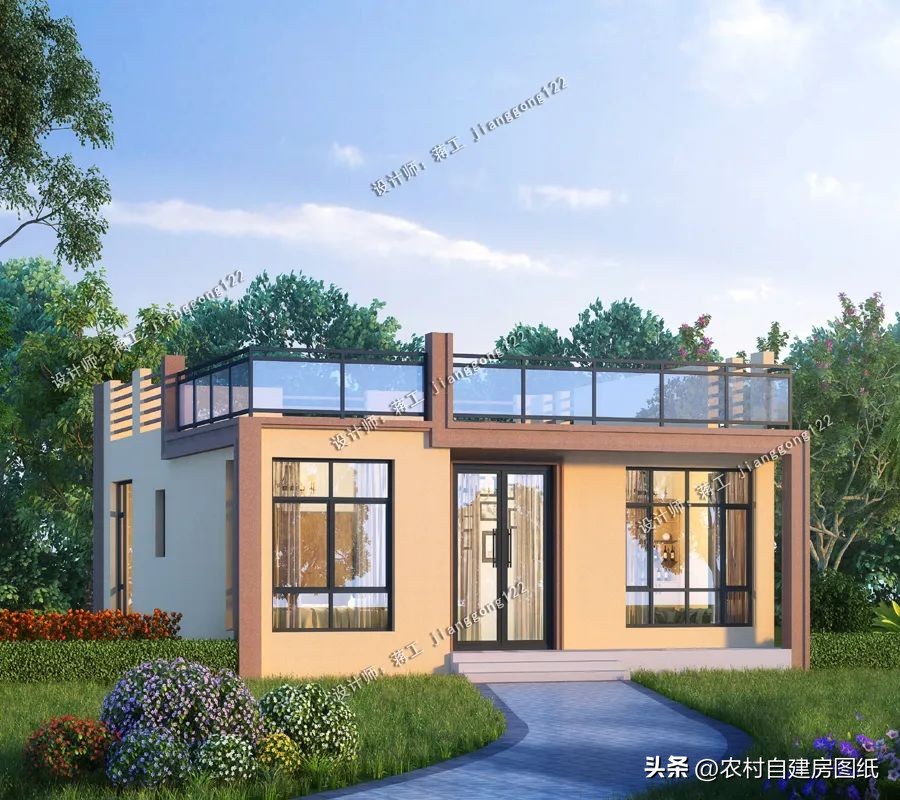 小户型房设计平房,极简现代风格一层平房