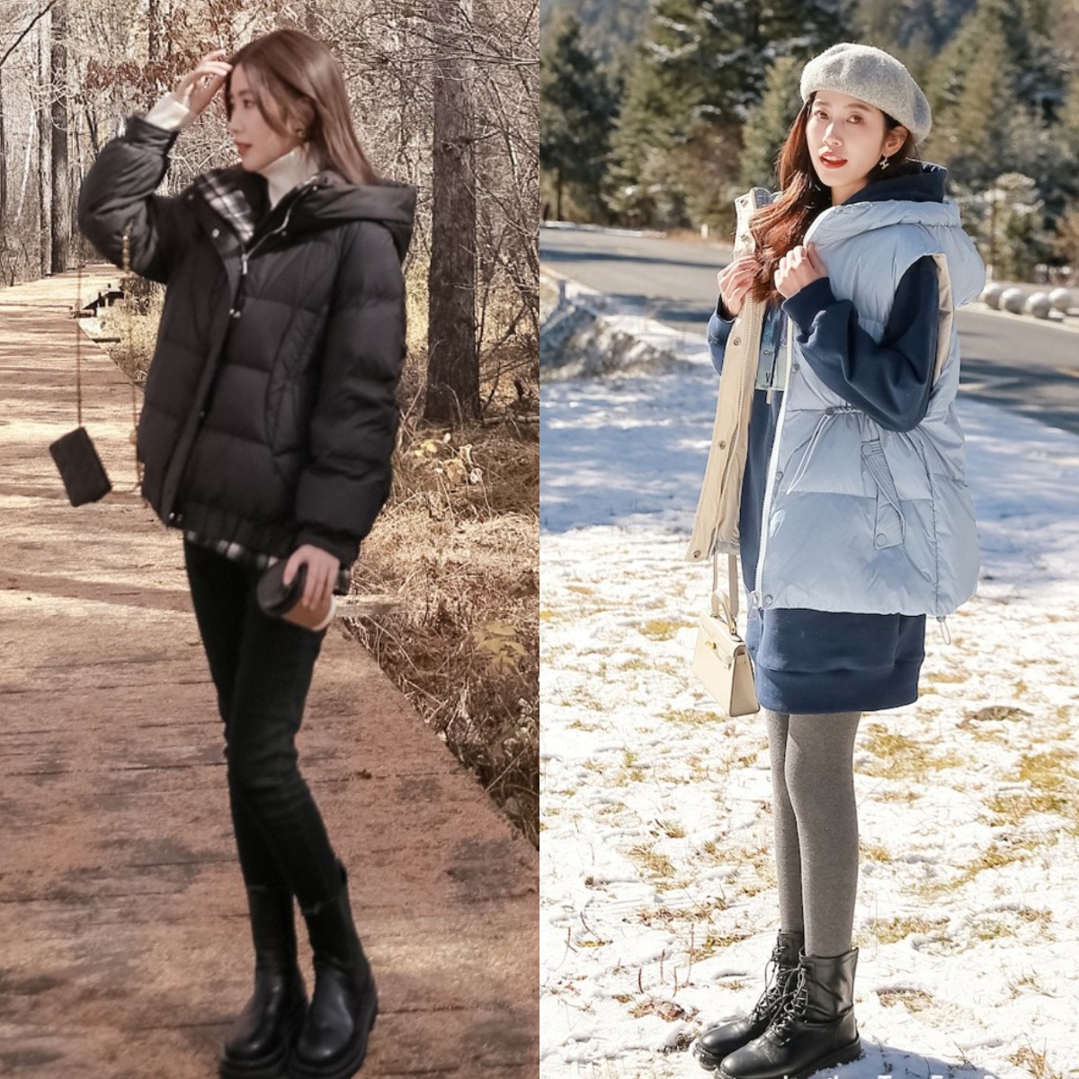 中年妈妈冬季宽松羽绒服搭配裙子,短款羽绒服搭配什么样的裙子好看