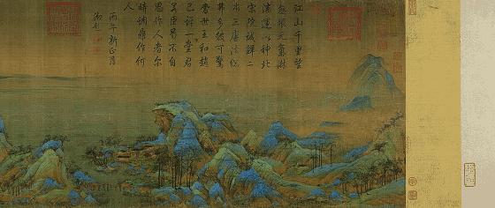 用油画棒模仿千里江山图,青绿山水千里江山图油画棒