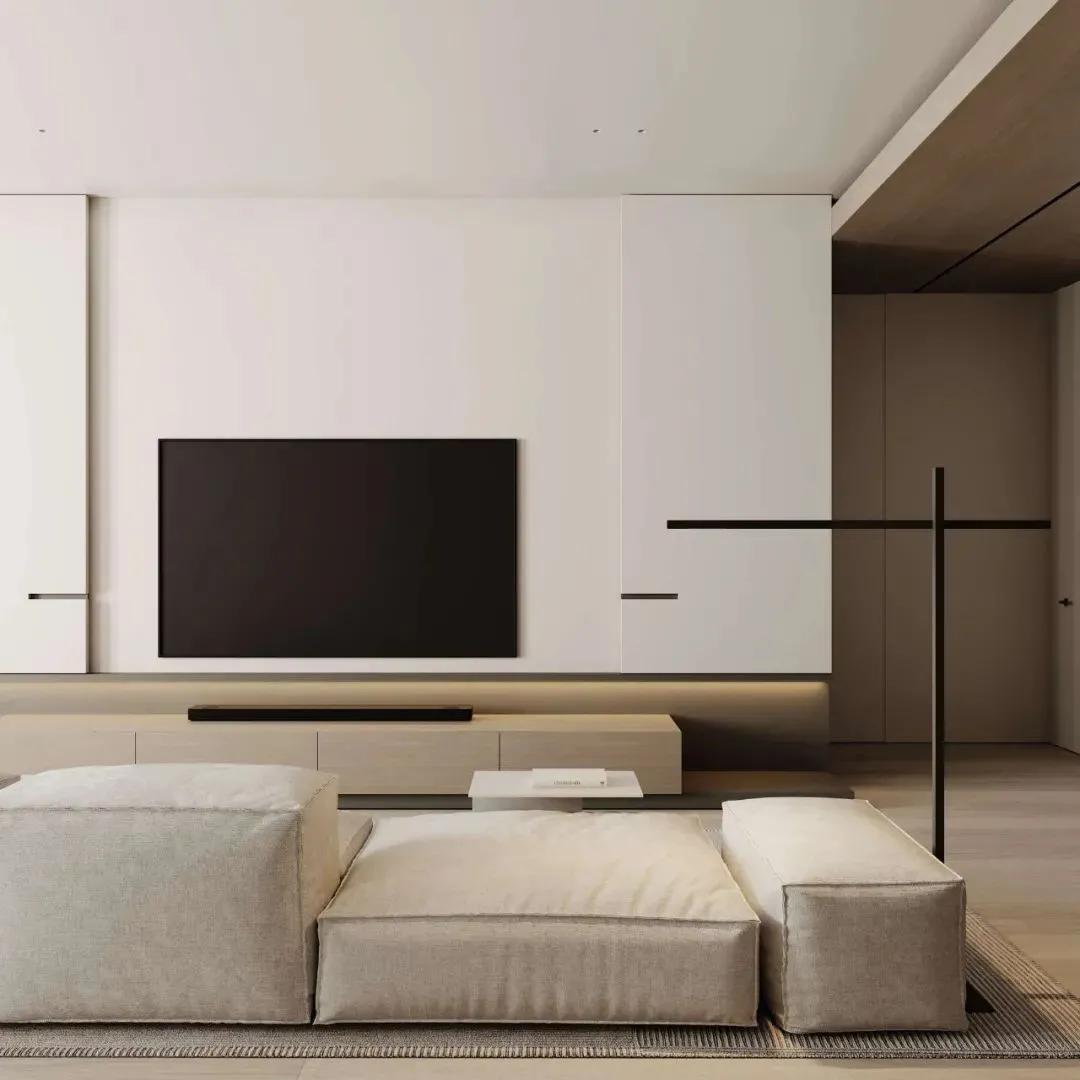 石膏线电视背景墙尺寸3.1米效果图,轻奢风装修2022新款电视背景墙纸