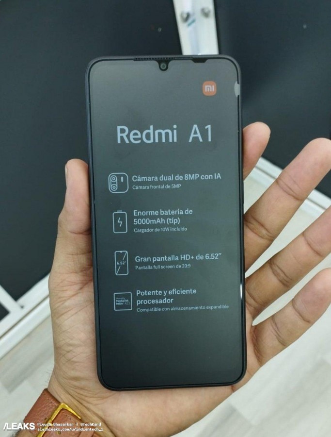 未公布的印度造RedmiA1新机规格与渲染图泄露还有一张上手照片