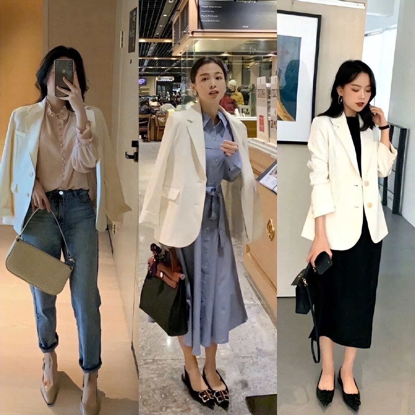 黑白灰格子小西装外套秋冬,黑白灰女士小西装