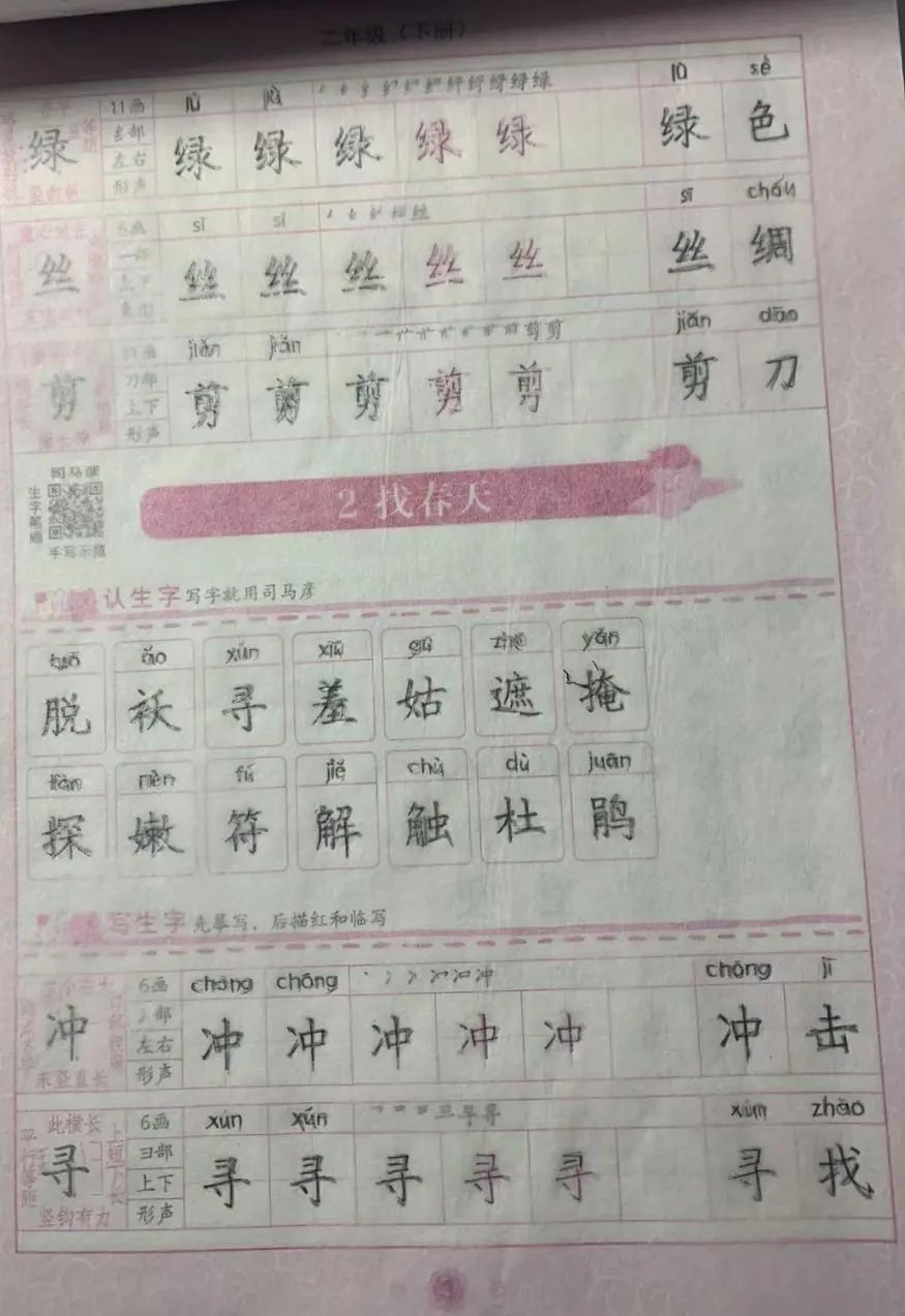 小学学霸练字二年级,练字小学二年级展示
