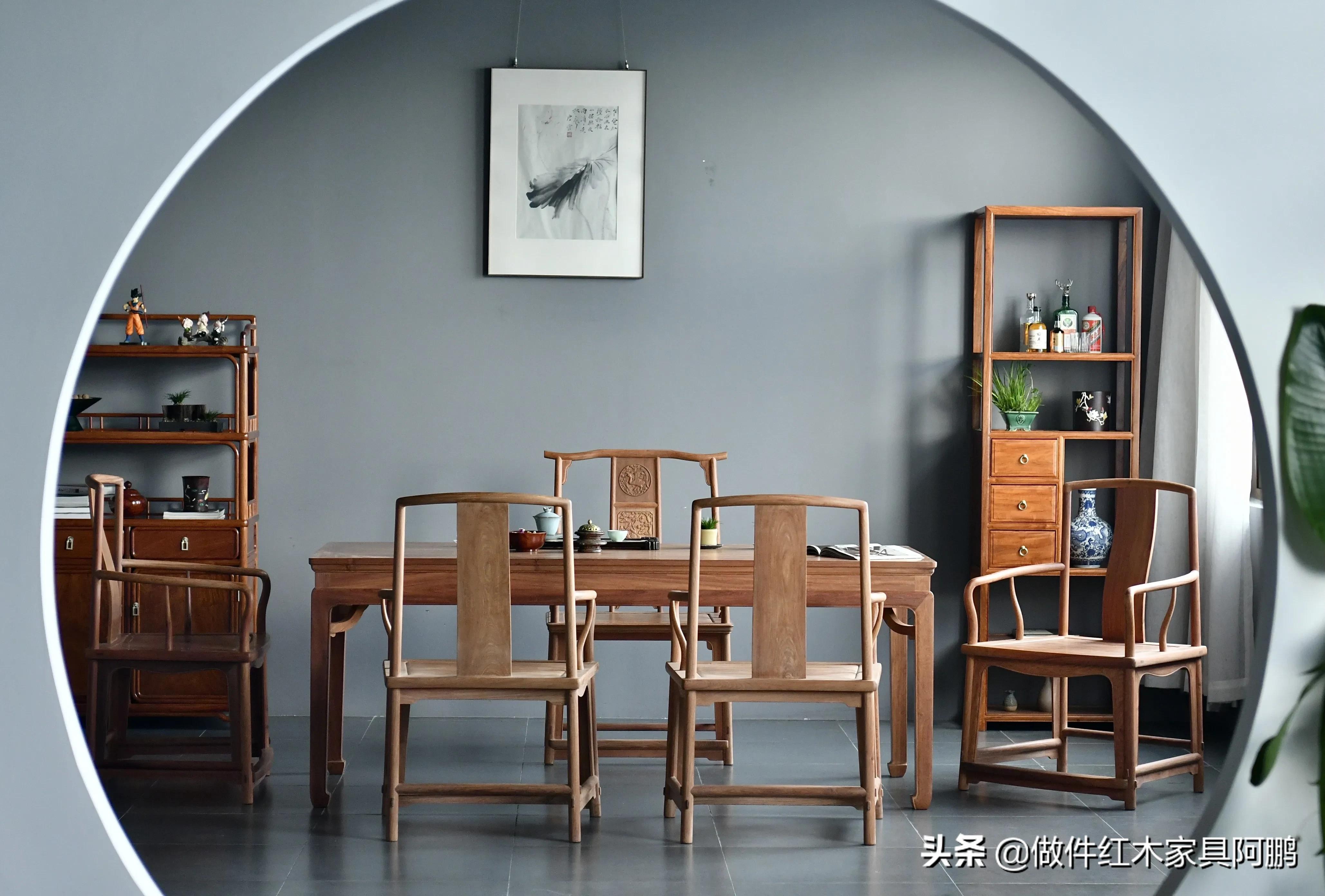 红木茶桌家具搭配效果图,红木家具客厅效果图红木茶桌