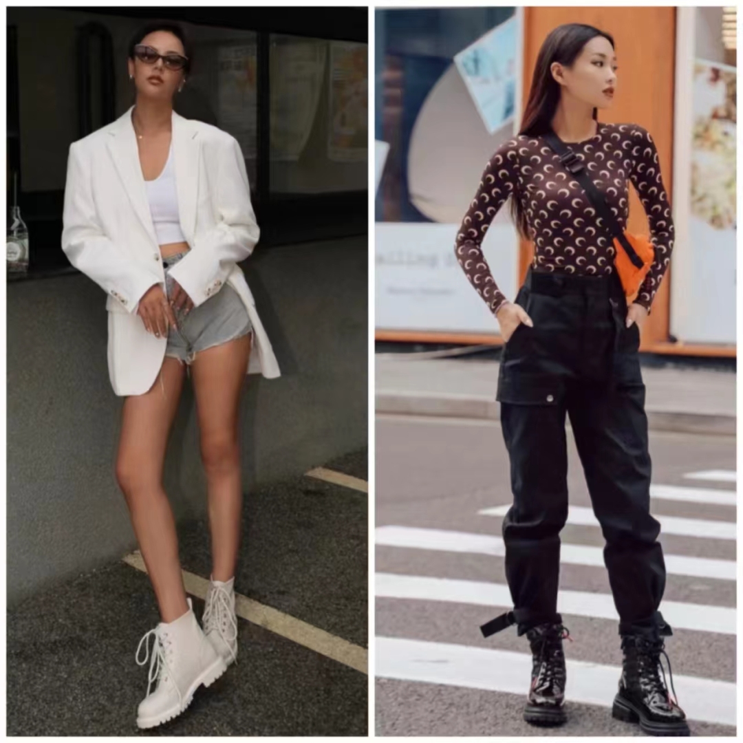 马丁靴的正确搭配图秋冬,穿长腿马丁靴配什么裤子好看