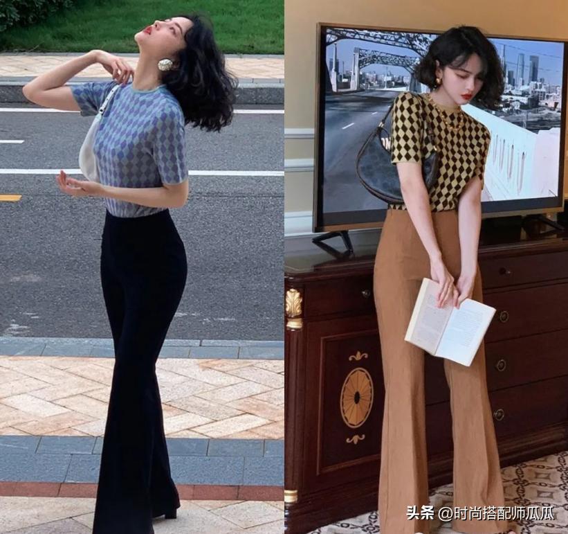 马蹄裤时髦穿搭,小个子短粗腿适合穿马蹄裤吗