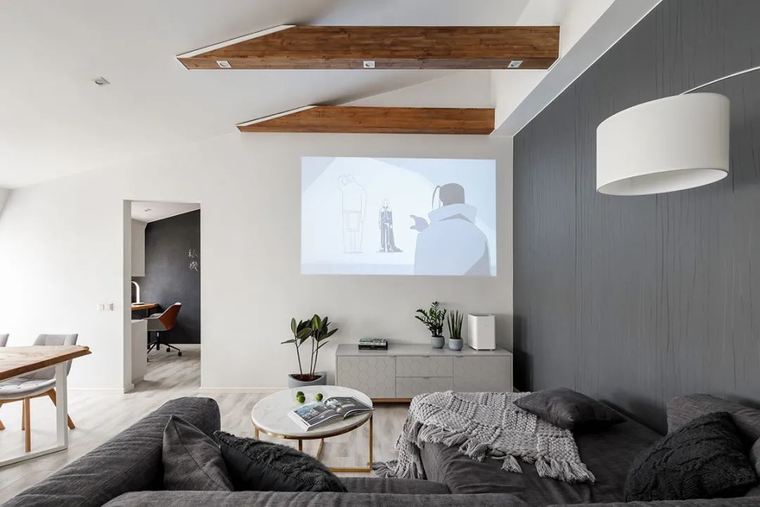 客厅背景墙收纳柜投影仪,50平米投影仪装修效果图大全