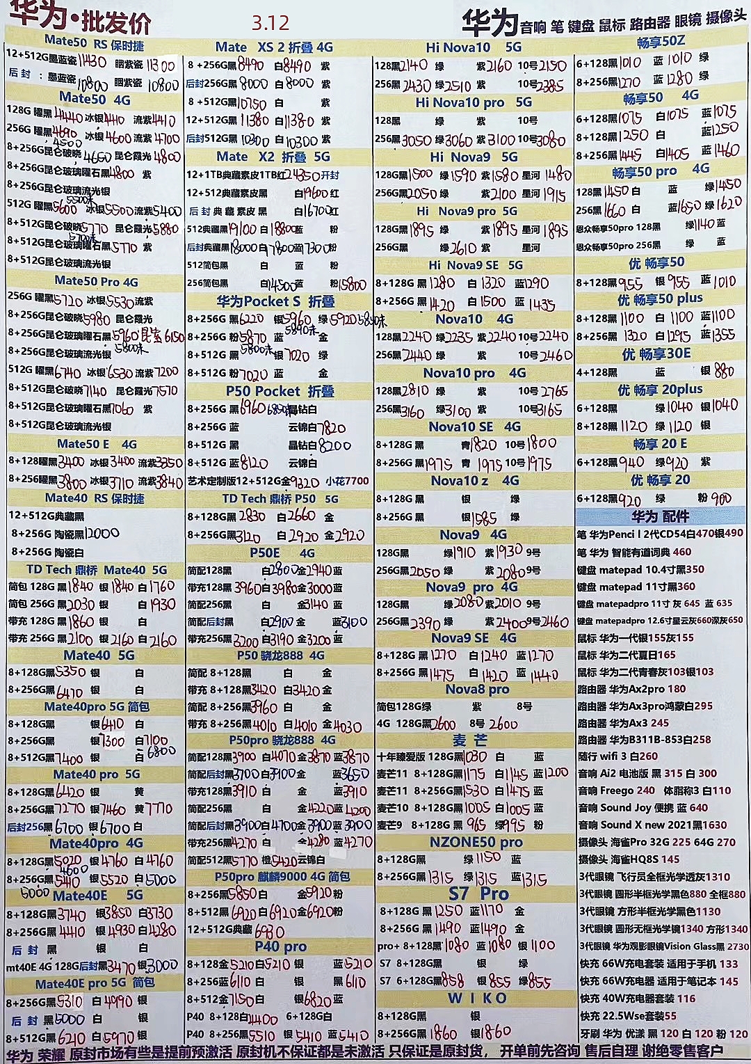 2023年12月手机批发价格一览表,深圳华强北2023年手机7月份报价表