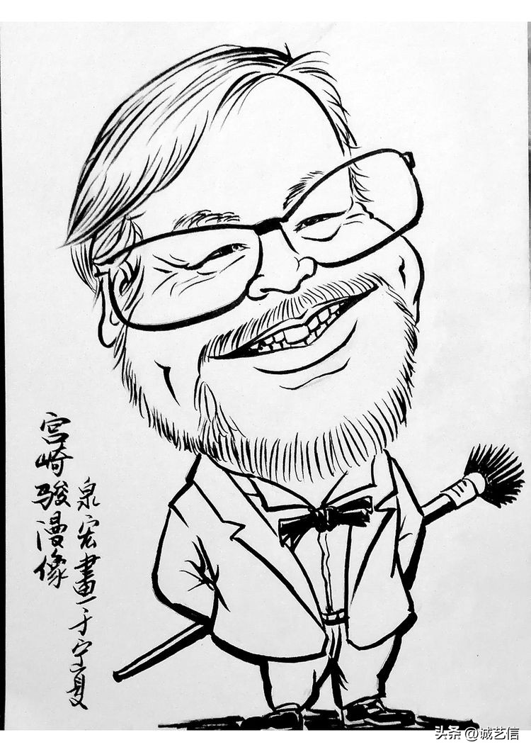 动画大师宫崎骏肖像漫画