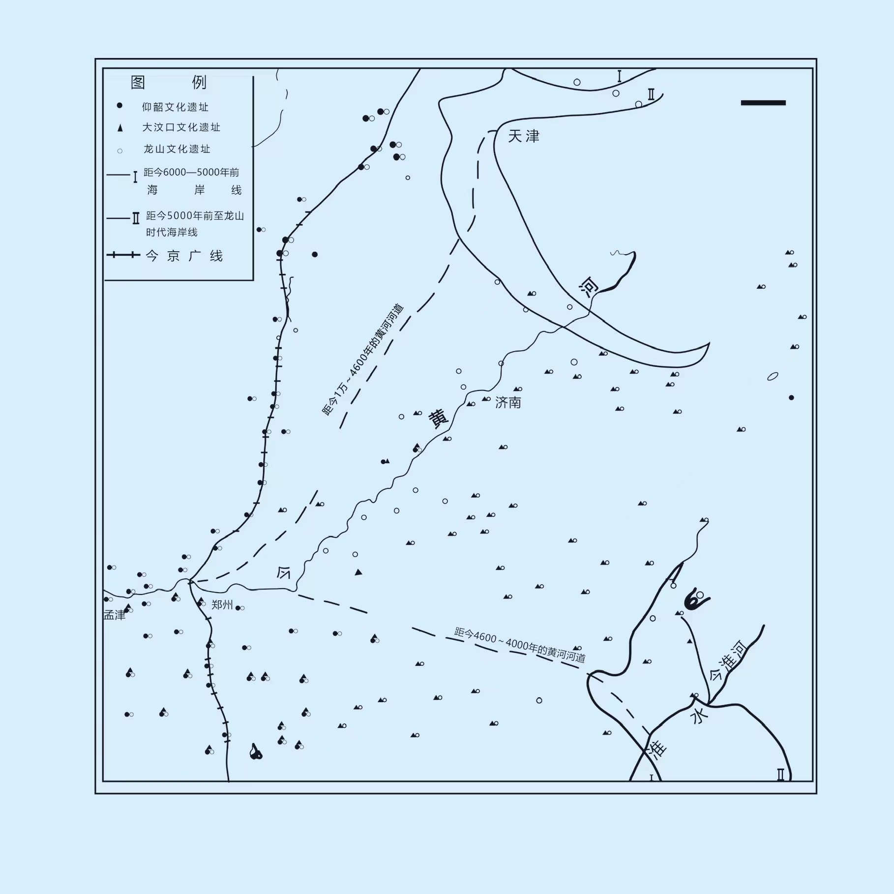 从公元前602年到1938年黄河改道,1855年黄河决口改道波及的范围