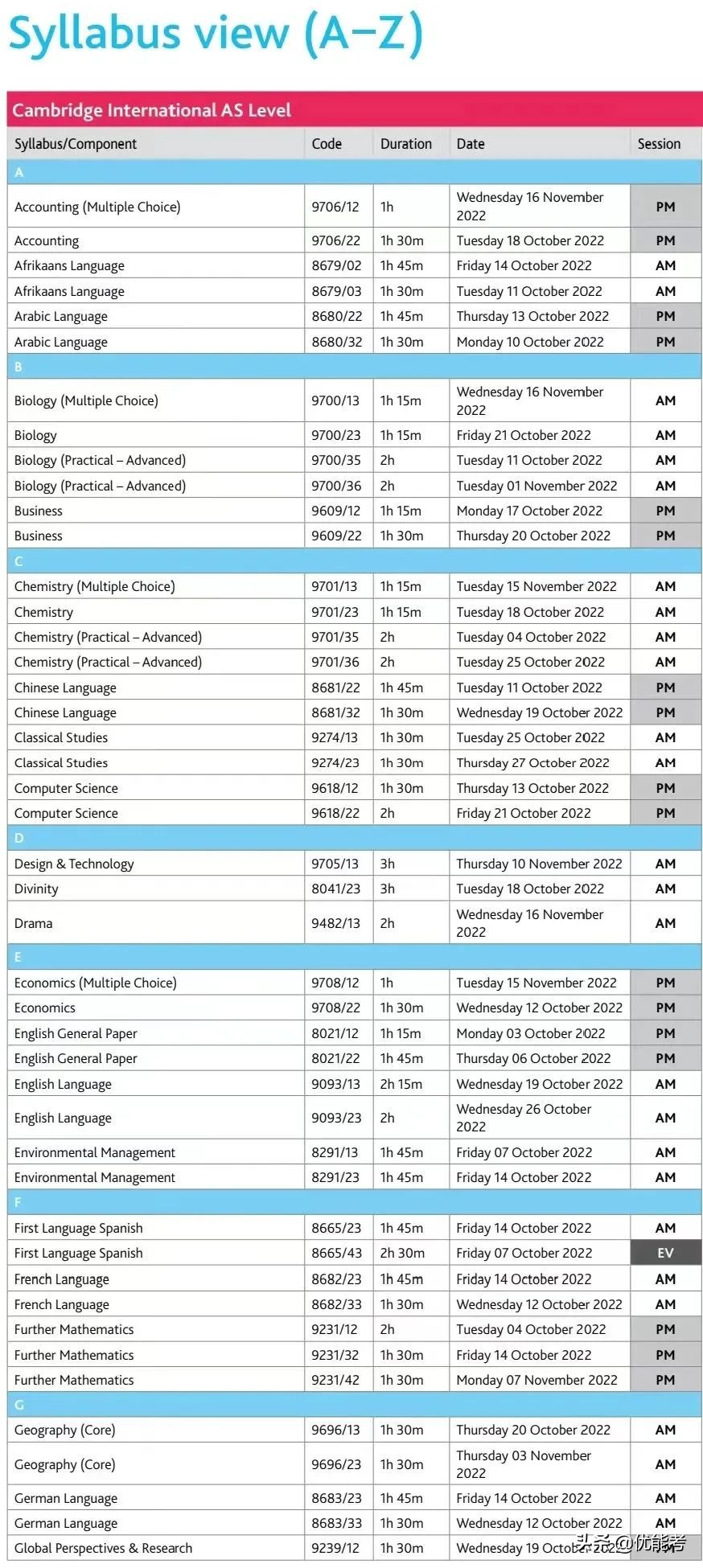 CAIE爱德思公布2022-2023秋季考试安排，收藏再看