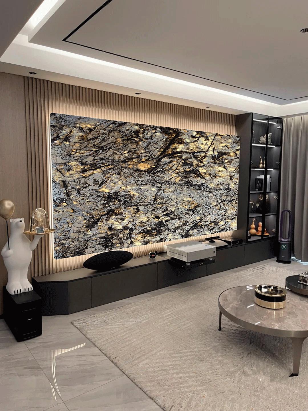 千山暮雪天然奢石特点,天山暮雪奢石地产样板间