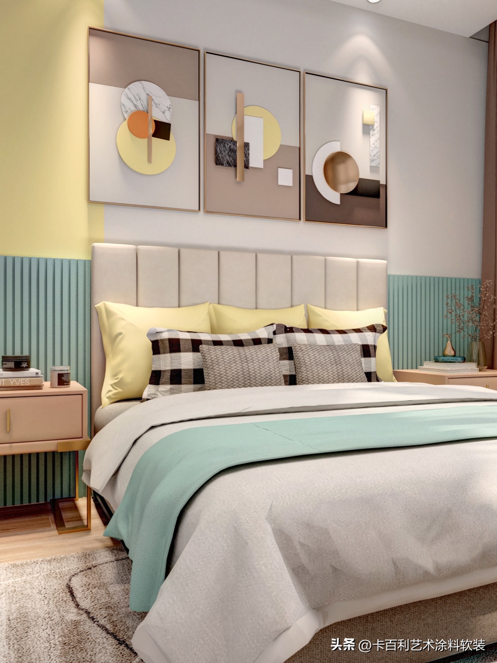 马卡龙色墙漆效果图,马卡龙涂料经典三色