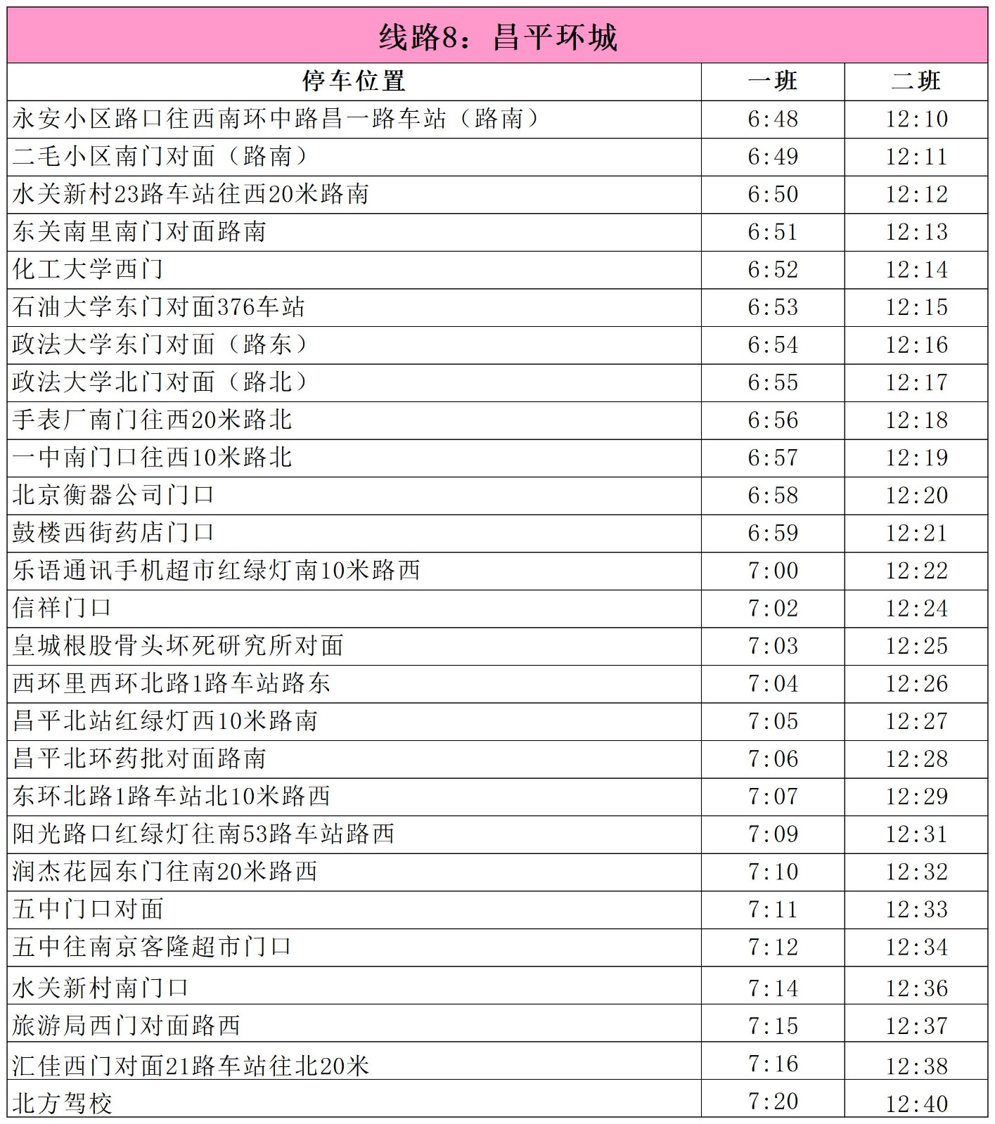 北京北方驾校班车时间表,北京北方驾校班车路线图