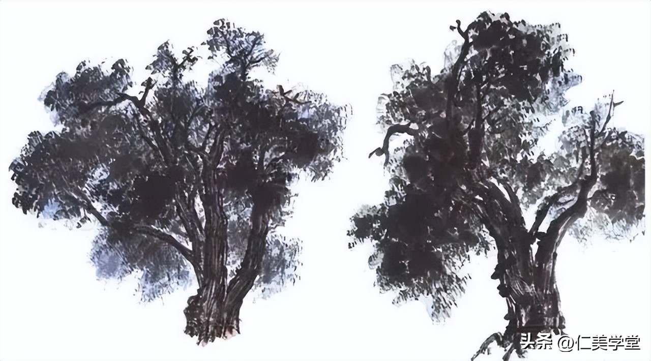 冬日雪景画法,冬季雪景松树的画法