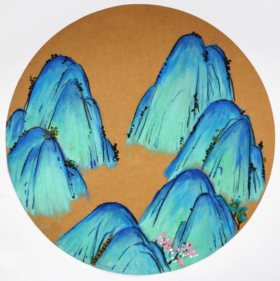 怎么用油画棒画千里江山图局部,千里江山图的河怎么用油画棒画