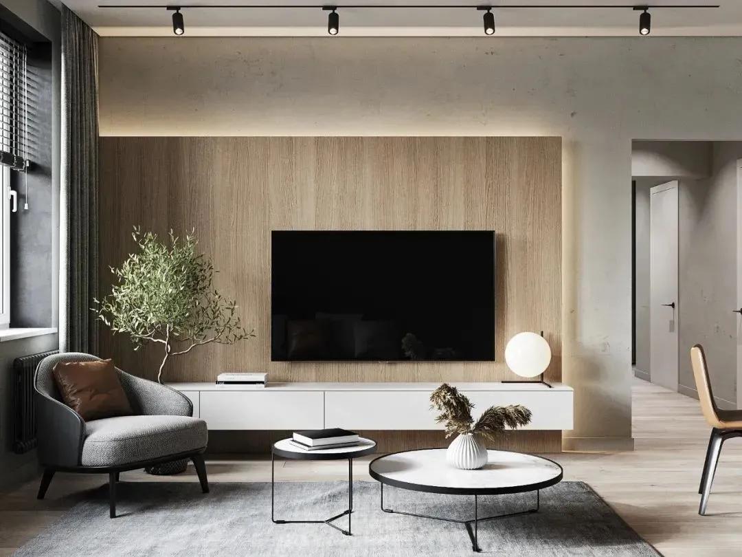 石膏线电视背景墙尺寸3.1米效果图,轻奢风装修2022新款电视背景墙纸